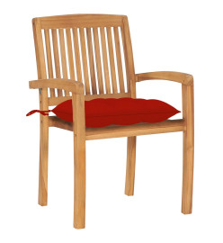 Chaises de jardin empilables avec coussins 8 pcs Teck solide