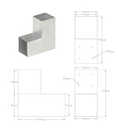 Connecteur de poteau Forme en L Métal galvanisé 91x91 mm