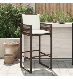 Tabourets de bar jardin coussins lot de 2 marron résine tressée