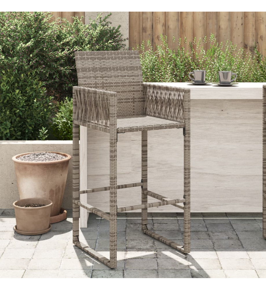 Tabourets de bar de jardin lot de 2 gris résine tressée Tabourets de bar de jardin lot de 2 gris résine tressée