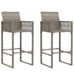 Tabourets de bar de jardin lot de 2 gris résine tressée