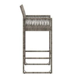 Tabourets de bar de jardin lot de 2 gris résine tressée