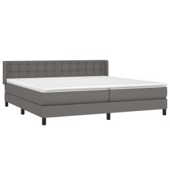 Lit à sommier tapissier avec matelas Gris 200x200 cm Similicuir