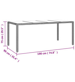 Ensemble à manger de jardin coussins 7pcs Noir Résine tressée