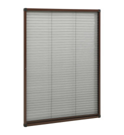 Moustiquaire plissée pour fenêtre Aluminium Marron 80x120 cm