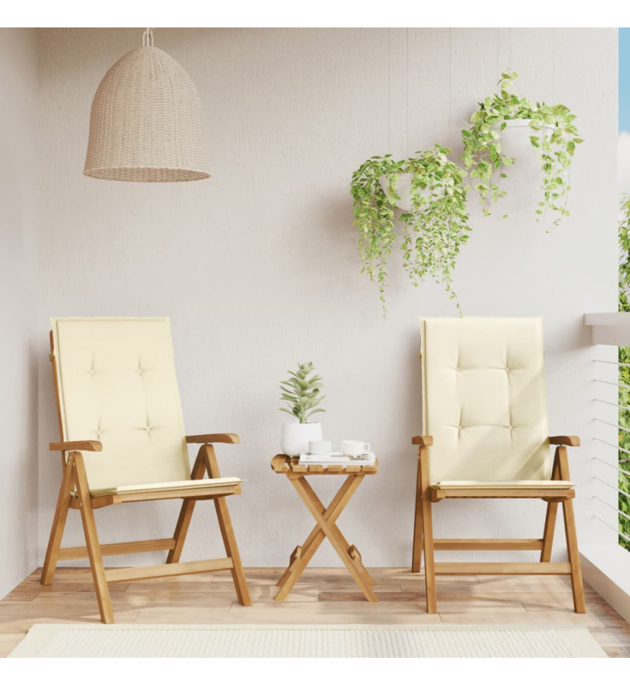 Chaises de jardin inclinables 2pcs et coussins bois massif teck Chaises de jardin inclinables 2pcs et coussins bois massif teck