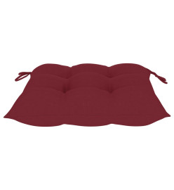 Chaise à bascule avec coussin rouge bordeaux Bois de teck