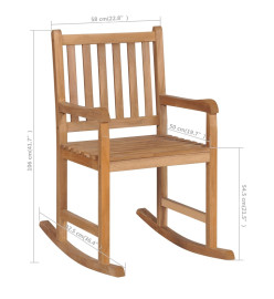 Chaise à bascule avec coussin rouge bordeaux Bois de teck