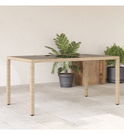 Table de jardin avec dessus en verre beige résine tressée