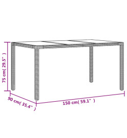 Table de jardin avec dessus en verre beige résine tressée
