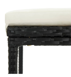 Ensemble de bar de jardin 3 pcs et coussins Résine tressée Noir