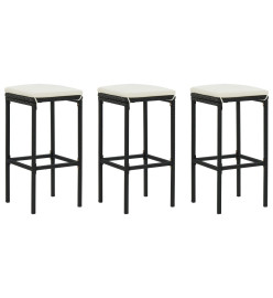 Ensemble de bar de jardin avec coussins 4 pcs Noir