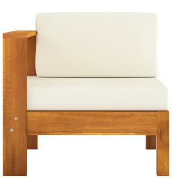 Salon de jardin 5 pcs avec coussins blanc crème bois d'acacia