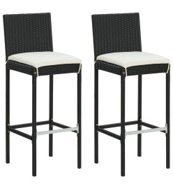 Ensemble de bar de jardin 3 pcs et coussins Résine tressée Noir
