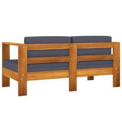 Salon de jardin 5 pcs avec coussins gris foncé Bois massif