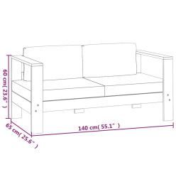 Salon de jardin 5 pcs avec coussins gris foncé Bois massif