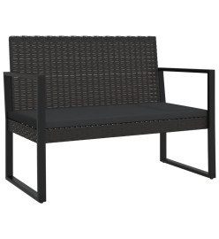 Banc de jardin avec coussins noir 106 cm résine tressée