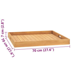 Plateau de service 70x70 cm Bois de teck massif