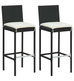 Ensemble de bar de jardin 3 pcs et coussins Résine tressée Noir
