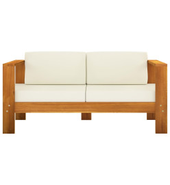 Salon de jardin 8 pcs avec coussins blanc crème bois d'acacia