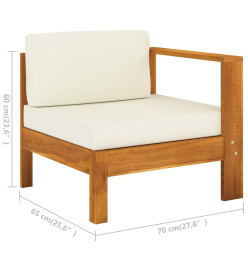 Salon de jardin 8 pcs avec coussins blanc crème bois d'acacia