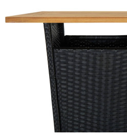 Ensemble de bar de jardin 5 pcs et coussins Résine tressée Noir