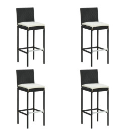 Ensemble de bar de jardin 5 pcs et coussins Résine tressée Noir