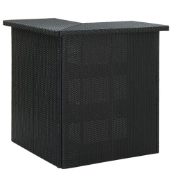 Meuble de bar de jardin 4 pcs avec coussins Résine tressée Noir