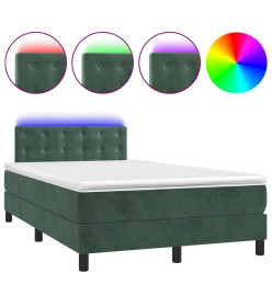 Sommier à lattes de lit avec matelas LED vert foncé 120x190 cm