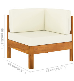 Salon de jardin 9 pcs avec coussins blanc crème bois d'acacia