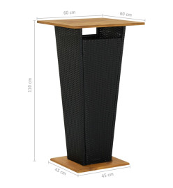 Ensemble de bar de jardin 5 pcs et coussins Résine tressée Noir
