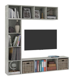 Jeu de bibliothèque/meuble TV 3 pcs Gris béton 180x30x180 cm