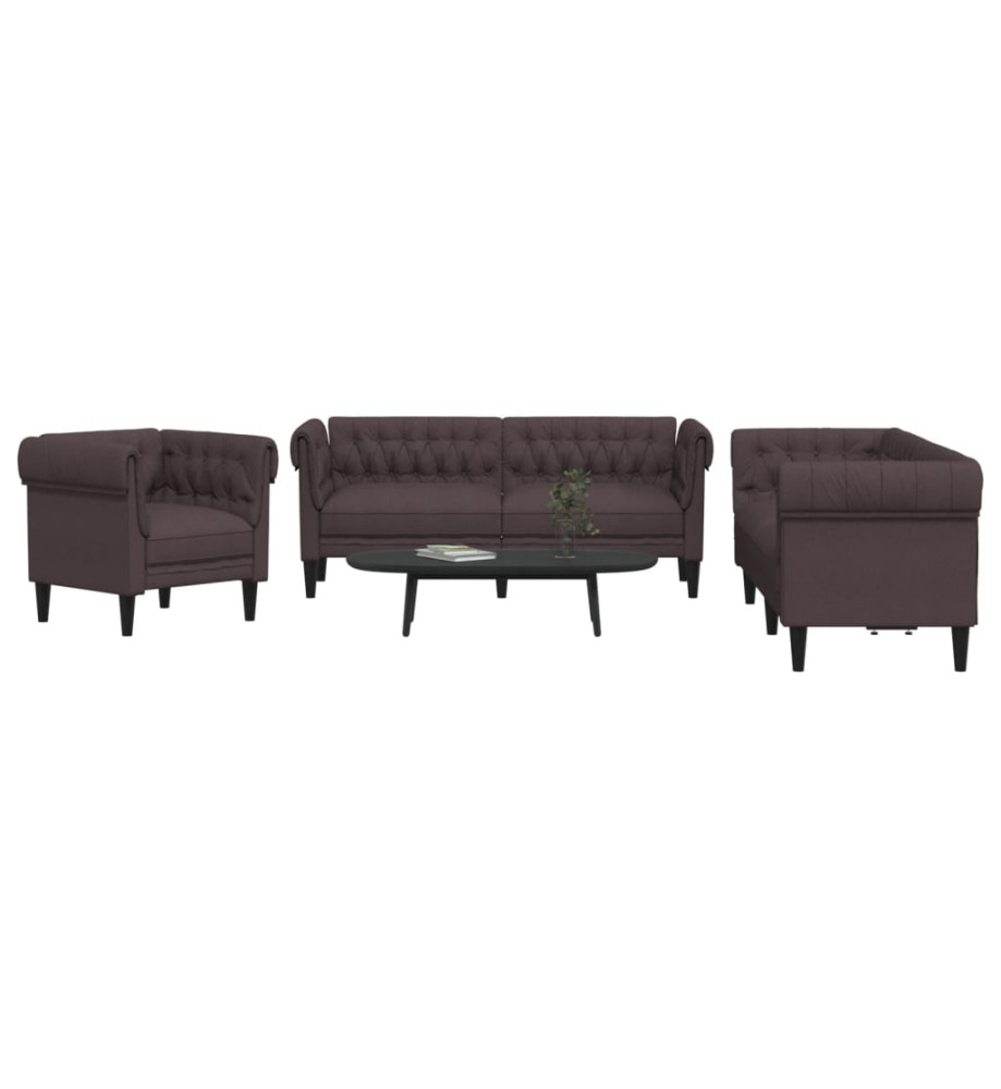 Ensemble de canapés 3 pcs marron foncé tissu