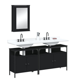 Ensemble de meubles salle de bain 3 pcs noir bois d'ingénierie