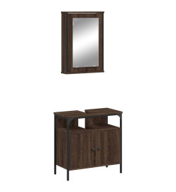 Ensemble de meubles de salle de bain 2 pcs Chêne marron