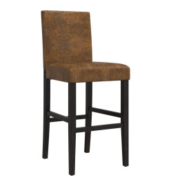 Chaises de bar lot de 2 bois massif d'hévéa et tissu