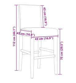 Chaises de bar lot de 2 bois massif d'hévéa et tissu
