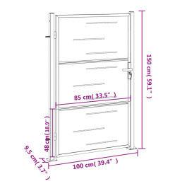 Portail de jardin 100x150 cm acier inoxydable