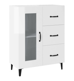 Buffet Blanc brillant 69,5x34x90 cm Bois d'ingénierie