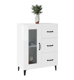 Buffet Blanc brillant 69,5x34x90 cm Bois d'ingénierie