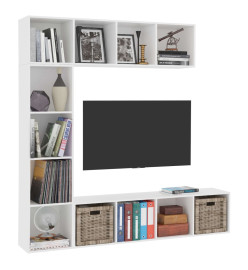 Ensemble de bibliothèque/meuble TV 3 pcs Blanc 180x30x180 cm