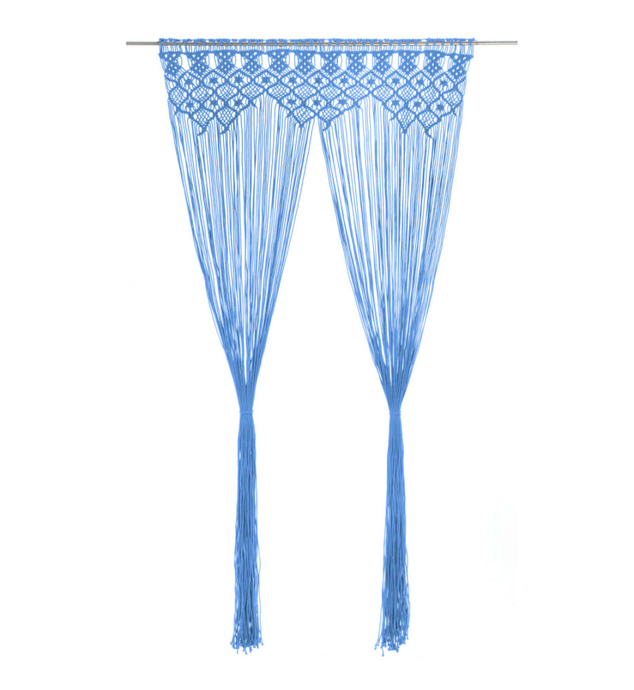 Rideau en macramé Bleu 140x240 cm Coton Rideau en macramé Bleu 140x240 cm Coton