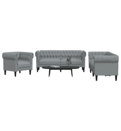 Ensemble de canapés 3 pcs gris clair tissu