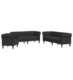 Ensemble de canapés 3 pcs noir tissu