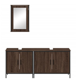 Ensemble de meubles de salle de bain 3 pcs Chêne marron