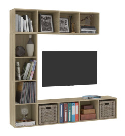 Jeu de bibliothèque/meuble TV 3 pcs Chêne sonoma 180x30x180 cm