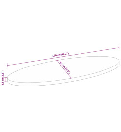 Dessus de table 120x60x3,8 cm ovale bois massif d'acacia