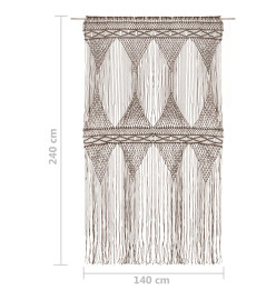 Rideau en macramé Taupe 140x240 cm Coton