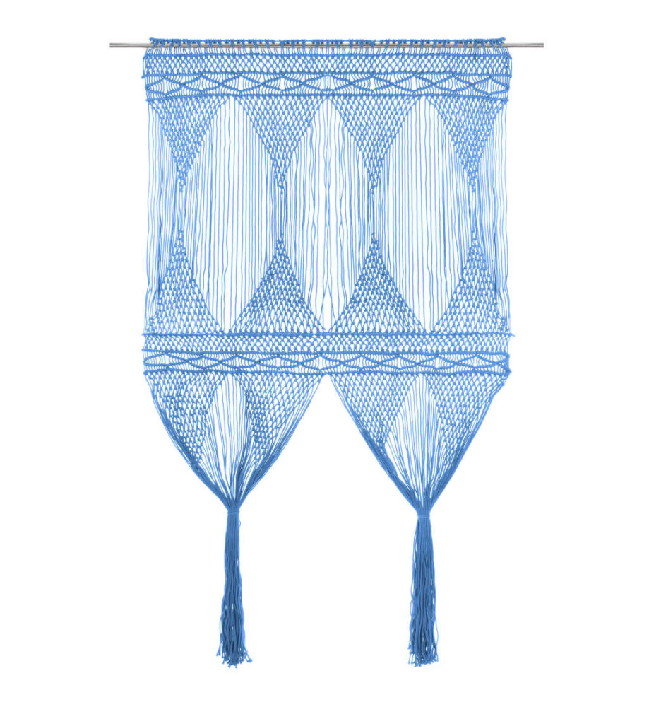 Rideau en macramé Bleu 140x240 cm Coton Rideau en macramé Bleu 140x240 cm Coton
