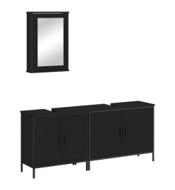 Ensemble de meubles salle de bain 3 pcs noir bois d'ingénierie